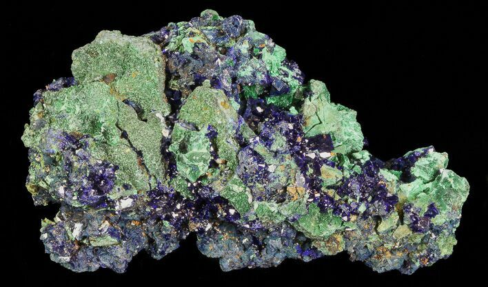 Sparkling Azurite Crystal Cluster with Malachite - Laos #69724